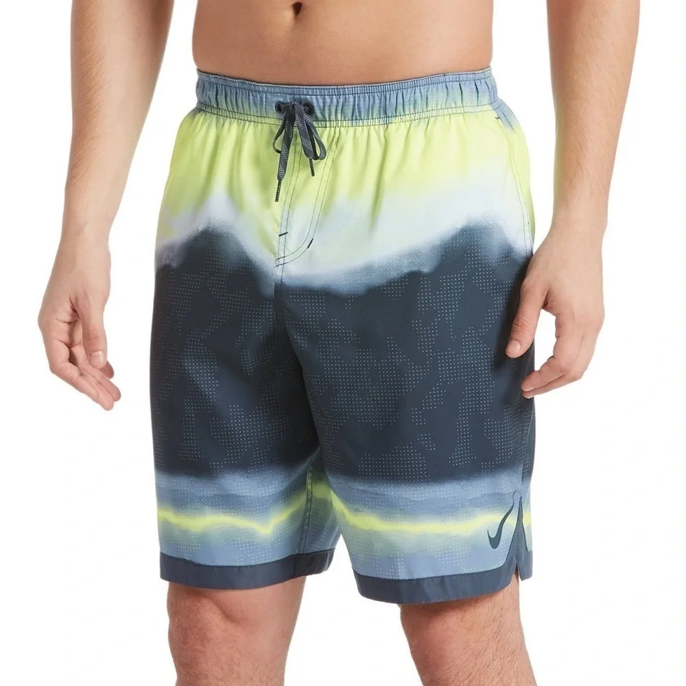 Nike Men’s optic halo horizon 9” volley colorblocked board shorts 9558